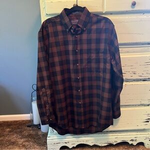 Pendleton Navy and Red Plaid Casual Shirt. Size medium.